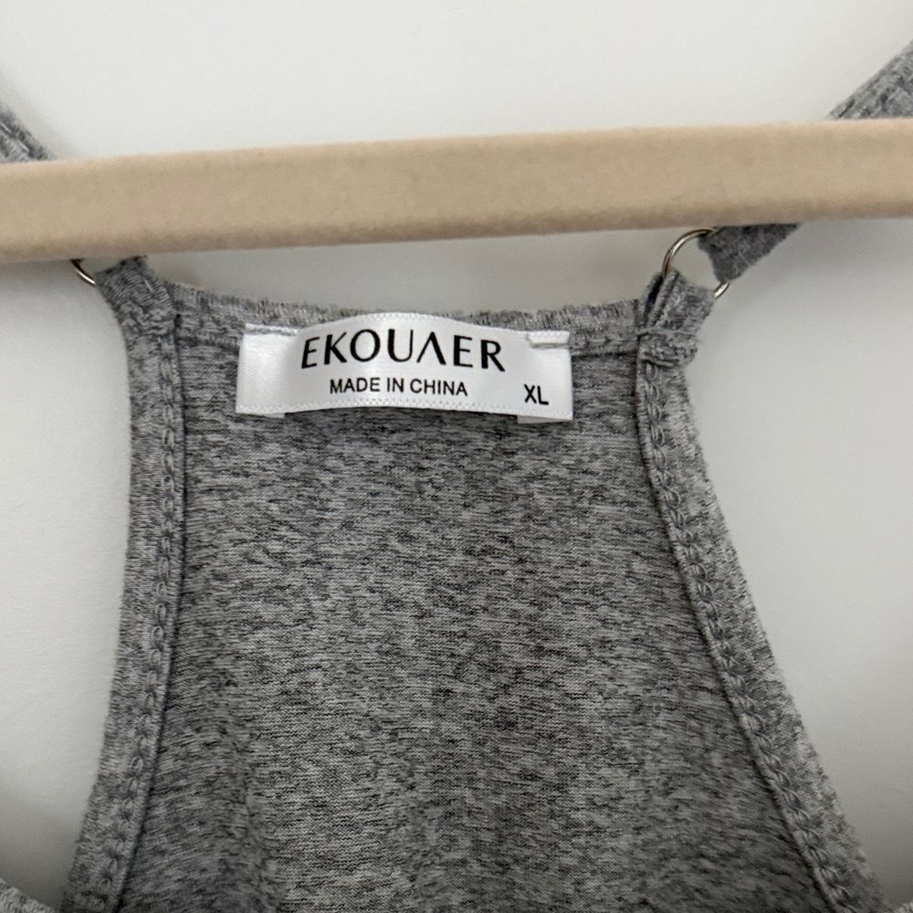 Ekouaer Women's Racerback Sleeveless Nightgown, Light Gray, Size XL - Picture 7 of 8